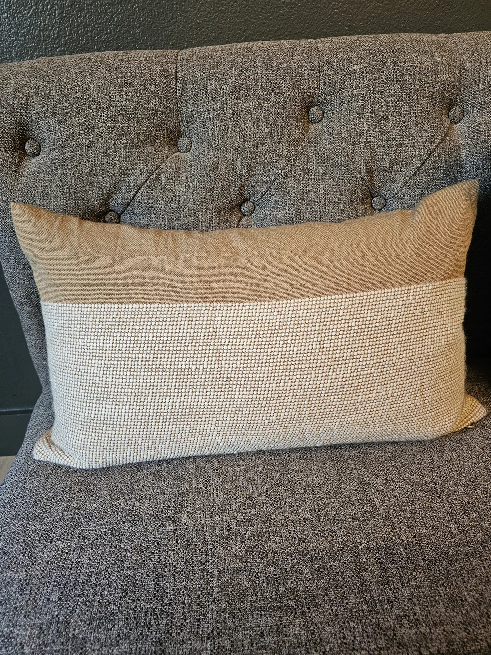 Like New! Neutral Golden Tan and Cream Lumbar Throw Pillow - Home Accents